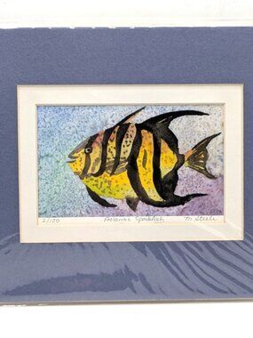 Signed Numbered Watercolor Fish Print Atlantic Spadefish M Steele Matted 8x10